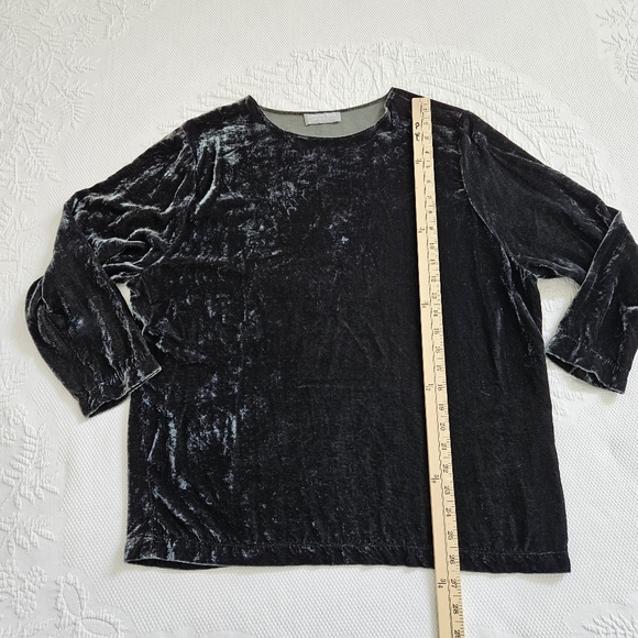 Catherine Bacon crushed velvet Boho blouse green teal whimsigoth Lagenlook M / L - Picture 5 of 8